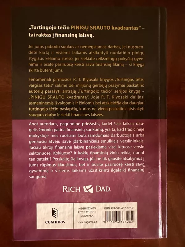 Turtingojo tėčio pinigų srauto kvadrantas: finansinės laisvės vadovas - Robert T. Kiyosaki, Sharon L.  Lechter, knyga 3
