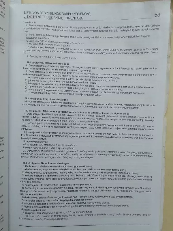 Lietuvos Respublikos Darbo kodeksas, jį lydintys teisės aktai, komentarai - Autorių Kolektyvas, knyga 6