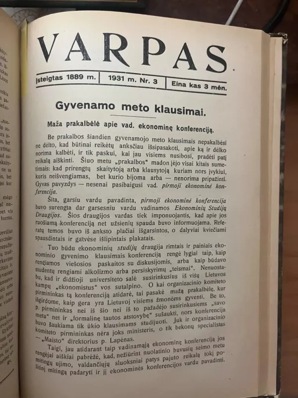 VARPAS. 1931 m. Nr. 1-3 - AUTORIAI ĮVAIRŪS, knyga 5