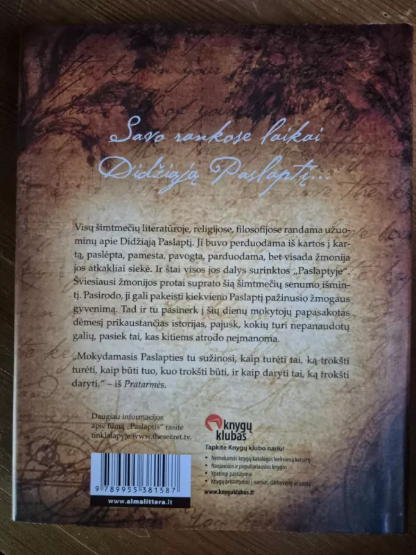 The Secret. Paslaptis - Rhonda Byrne, knyga 3