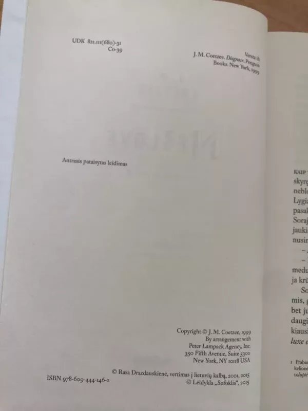 Nešlovė - J. M. Coetzee, knyga 6