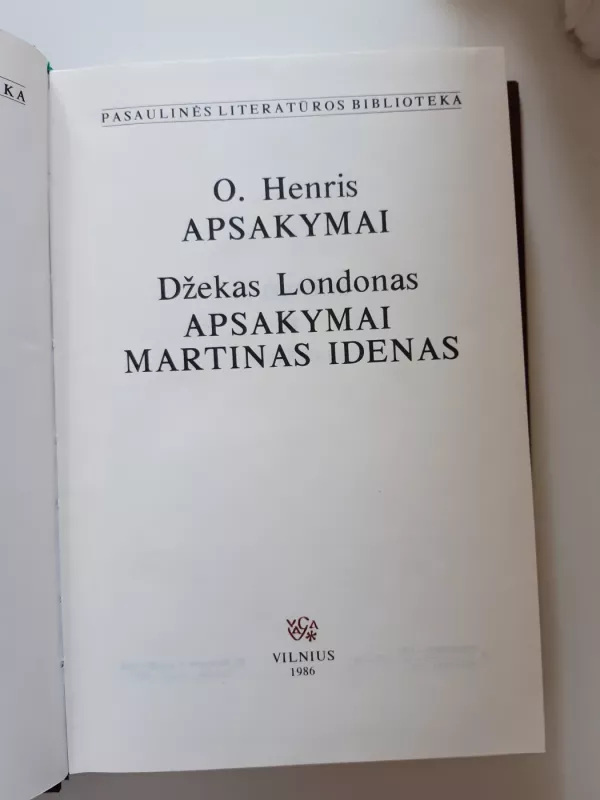 Apsakymai. Martinas Idenas - O. Henris, D.  Londonas, knyga 2