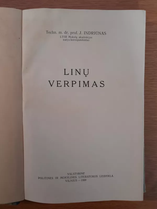 Linų verpimas - J. Indriūnas, knyga 3