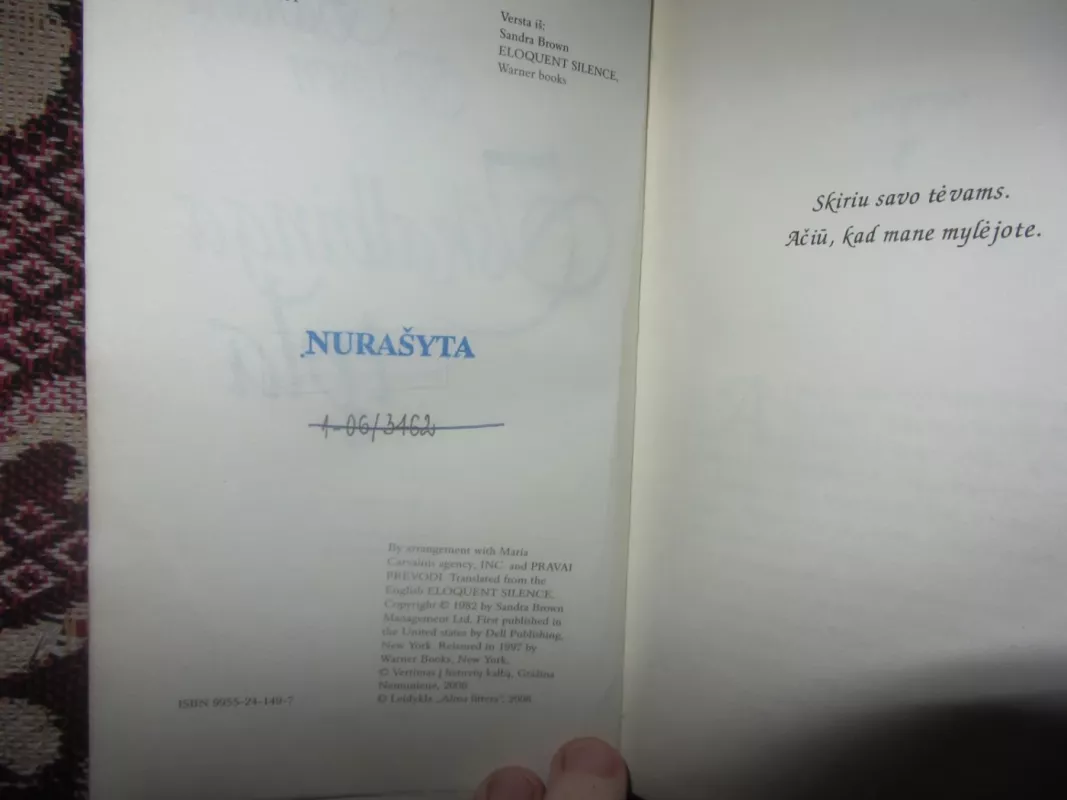 Iškalbinga tyla - Sandra Brown, knyga 3