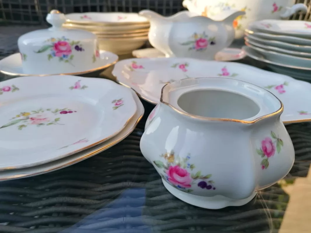 Aukštos kokybės porceliano Bohemia (Neurohlau) 1960-1980m. pietų servizas Meiseno puokštė - , namai ir interjeras 5