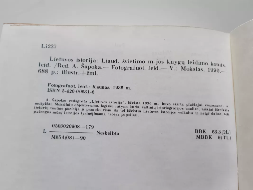 Lietuvos istorija (Lietuvos istoriografija) - Adolfas Šapoka, knyga 3