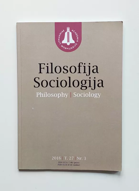 Filosofija/Sociologija. Phylosophy/Sociology 2016/T.27/Nr.3 - Autorių grupė, knyga 2