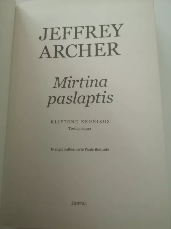 Mirtina paslaptis - Jeffrey Archer, knyga 3