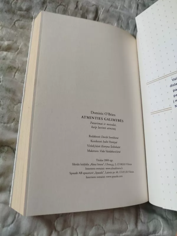 Atminties galimybės: patarimai ir metodai, kaip lavinti atmintį - Dominic O'Brien, knyga 5