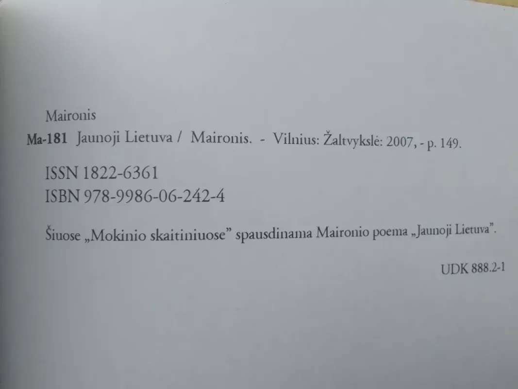 Jaunoji Lietuva -  Maironis, knyga 4