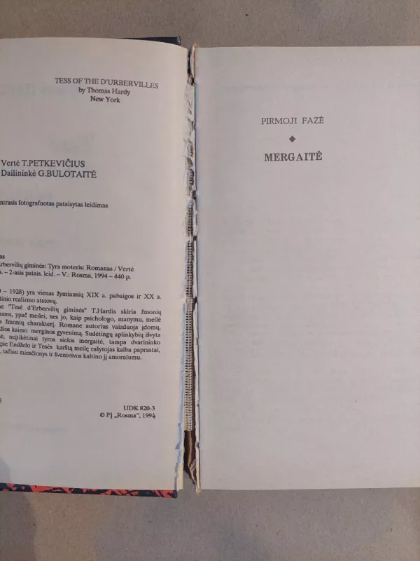 Tesė d'Erbervilių giminės - Tomas Hardis, knyga 3