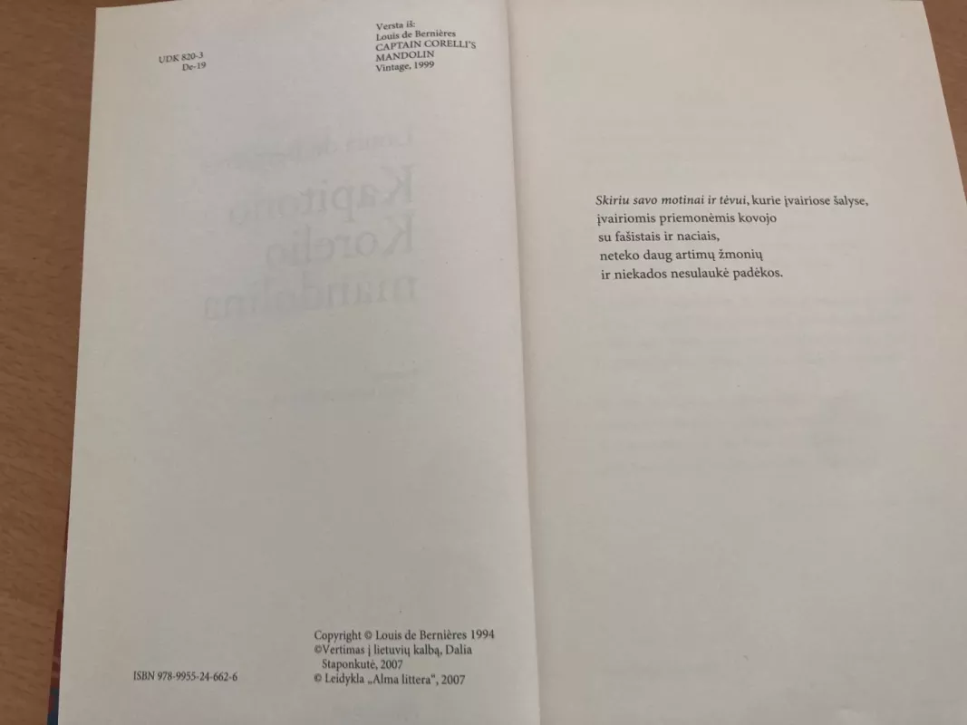 Kapitono Korelio mandolina - Louis Bernieres, knyga 6
