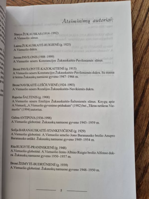 Atsiminimai apie Antaną Žukauską-Vienuolį - Rasa Bražėnaitė, knyga 5