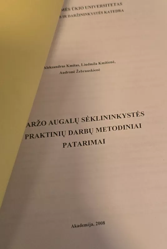 Daržo augalų sėklininkystės praktinių darbų metodiniai patarimai - A. Kmitas, knyga 3