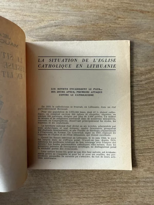 La situation de l'eglise catholique en Lithuanie / Katalikų bažnyčios padėtis Lietuvoje - Jean Mauclere, knyga 3