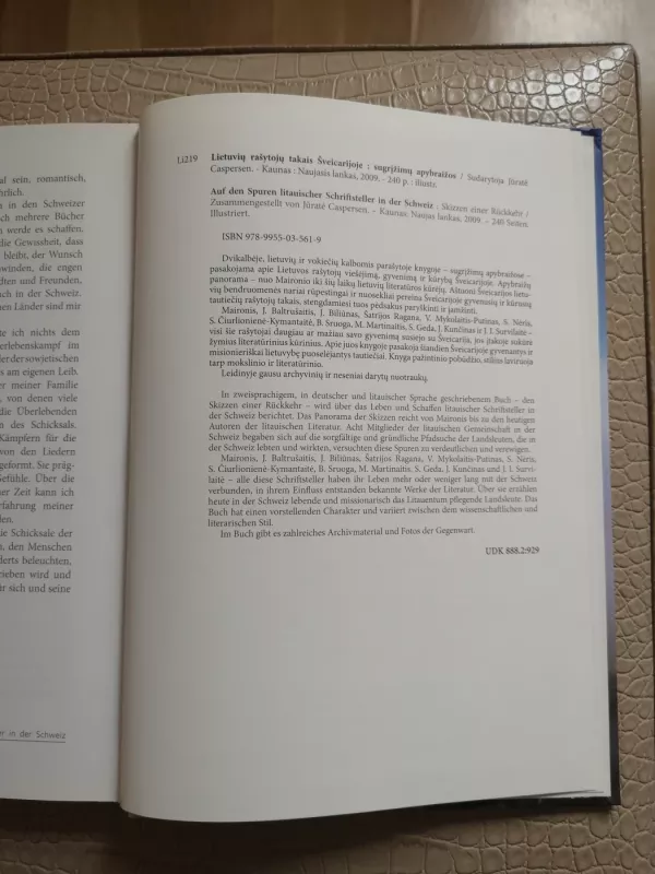 Lietuvių rašytojų takais Šveicarijoje - Jūratė Caspersen, knyga 5