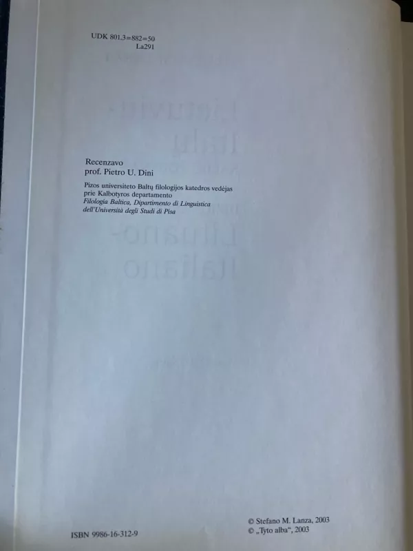 Lietuvių-italų kalbų žodynas - Stefano M. Lanza , knyga 6