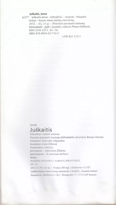 Eilėraščiai - Jonas Juškaitis, knyga 4