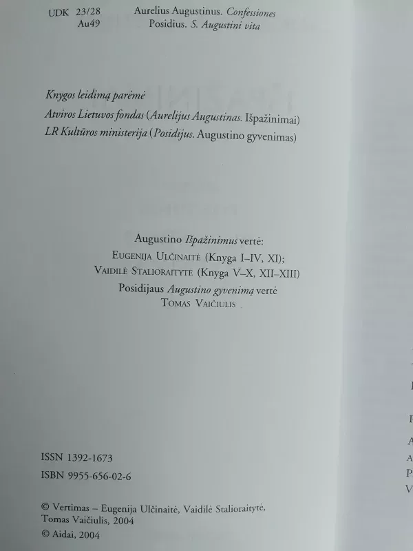 Išpažinimai. Augustino gyvenimas - Aurelijus Augustinas. Posidijus , knyga 4