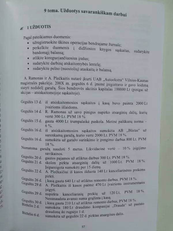 Apskaitos pradmenys: uždavinynas - Ona Gudaitienė, knyga 5