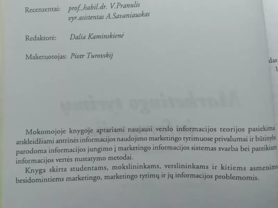 Marketingo tyrimų informacija - Angelė Kėdaitienė, knyga 3