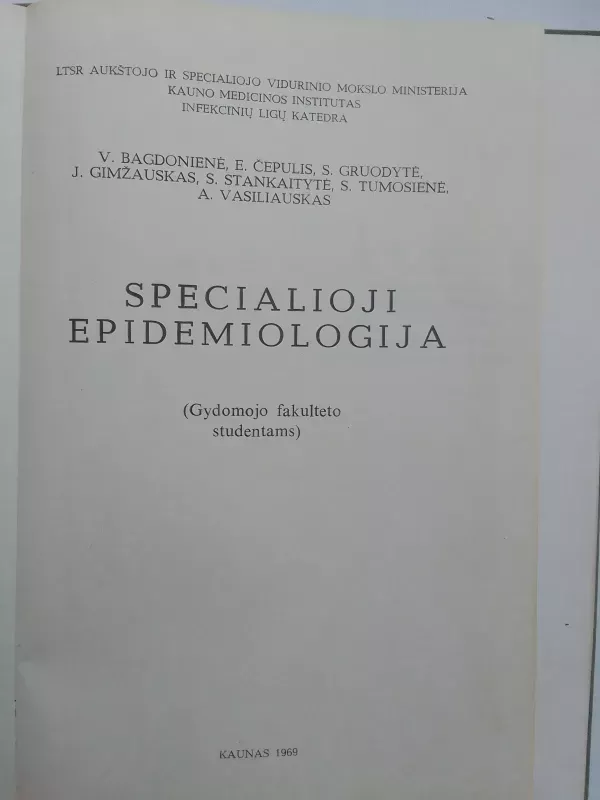Specialioji epidemiologija - Autorių Kolektyvas, knyga 4