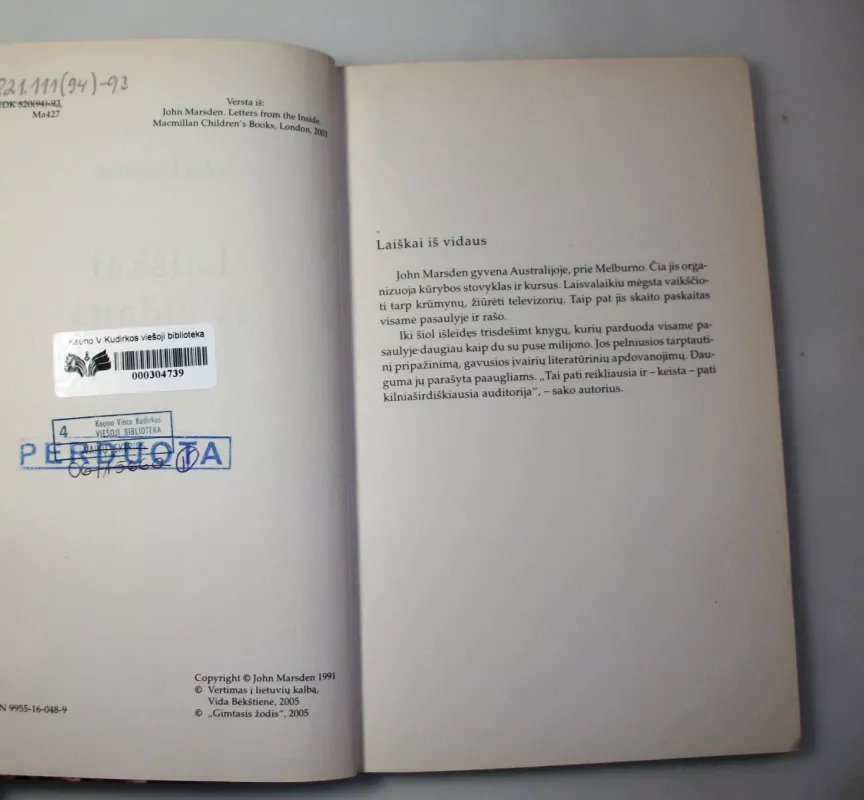 Laiškai iš vidaus - John Marsden, knyga 6