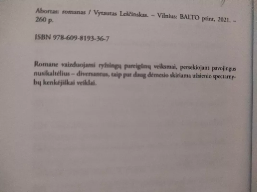Abortas - Vytautas Leščinskas, knyga 2