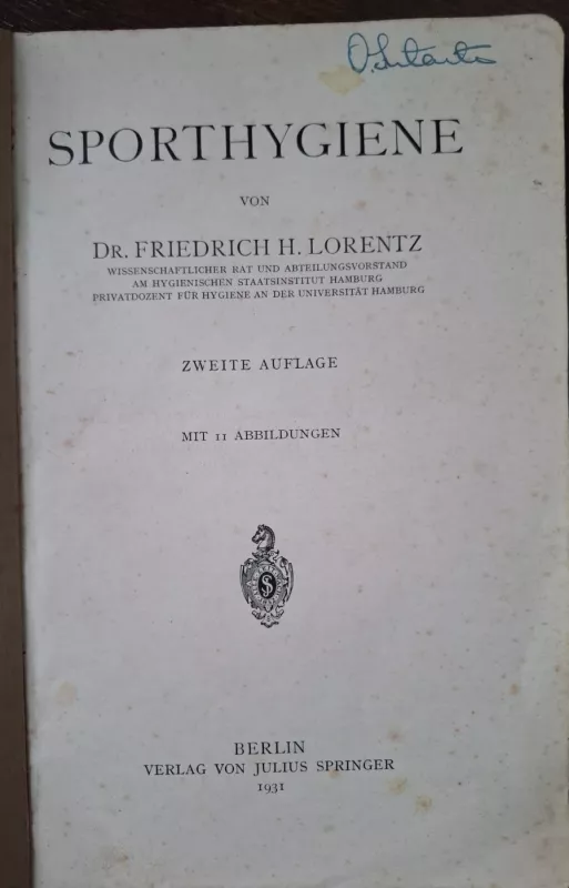 Sporthygiene - Friedrich H. Lorentz, knyga 3