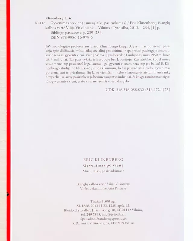 Gyvenimas po vieną - Eric Klinenberg, knyga 4