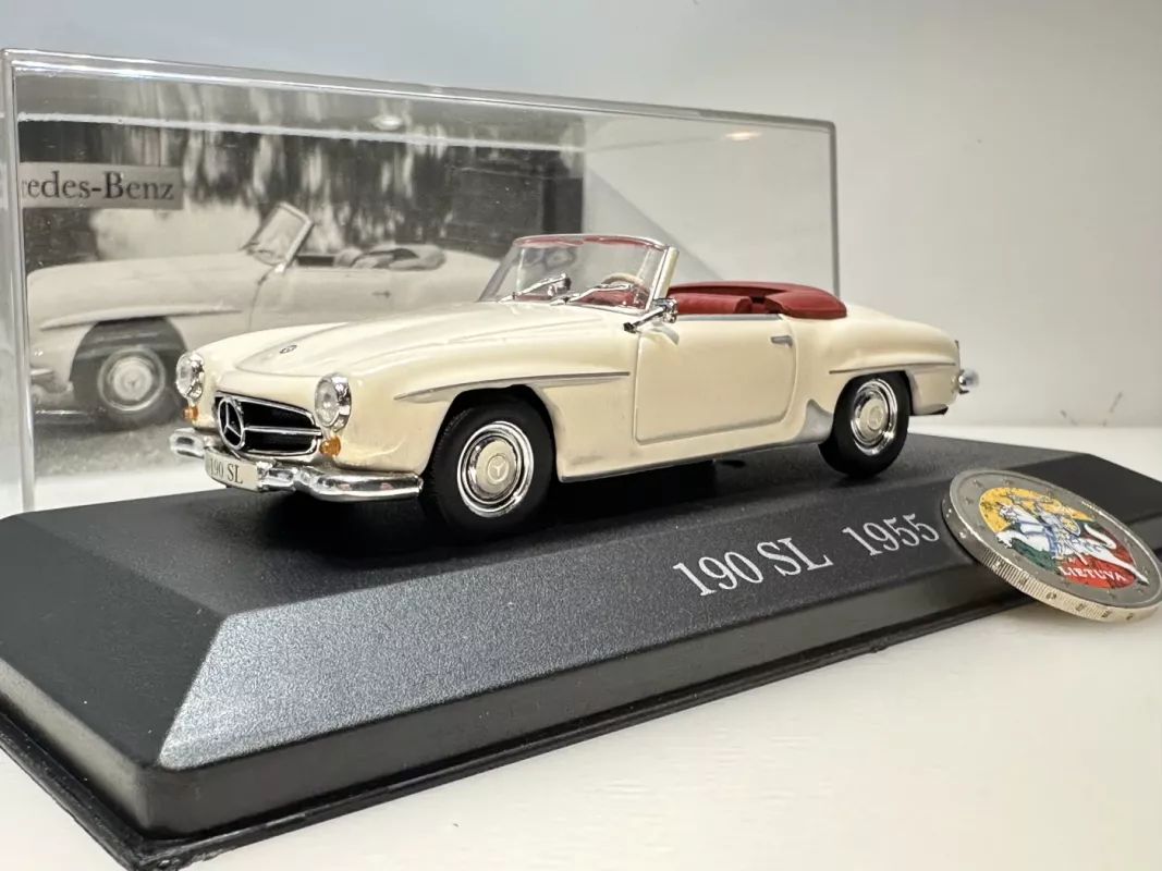 Mercedes-Benz 190 SL 1955 baltas 1:43 De Agostini Deutschland +žurnalas - , namai ir interjeras 3