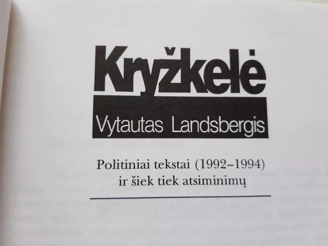 Kryžkelė - Vytautas Landsbergis, knyga 3