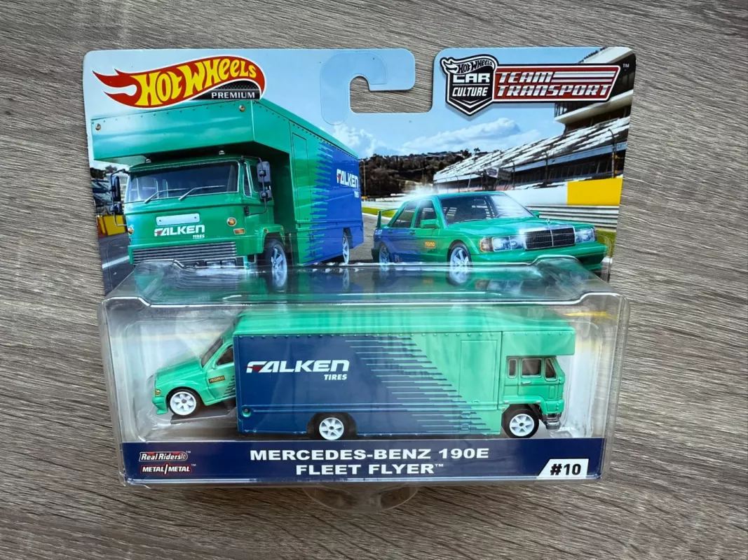 Mercedes - Benz 190E Fleet Flyer Falken Hot Wheels Premium - , namai ir interjeras 5