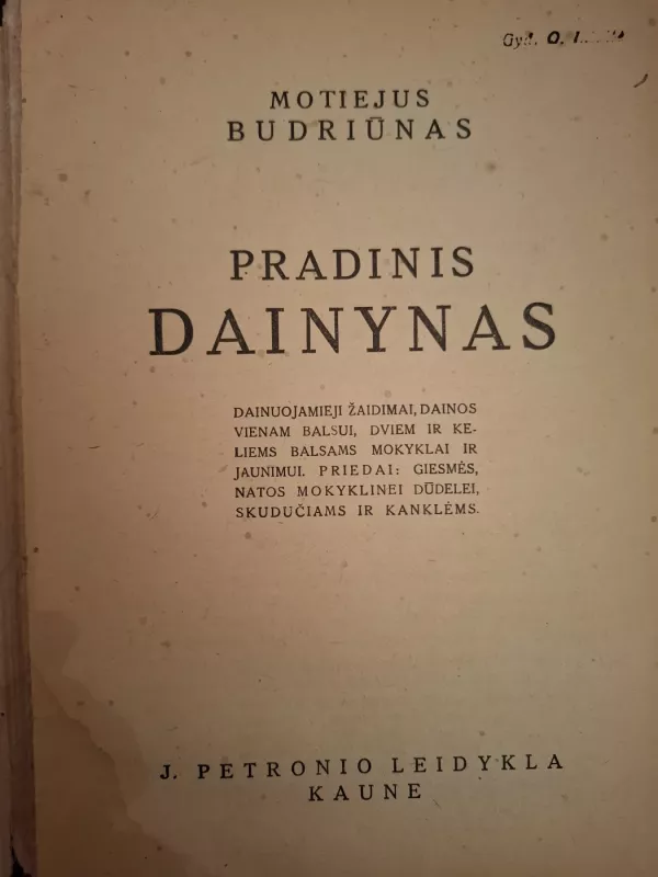 Pradinis dainynas - Motiejus Budriūnas, knyga 3