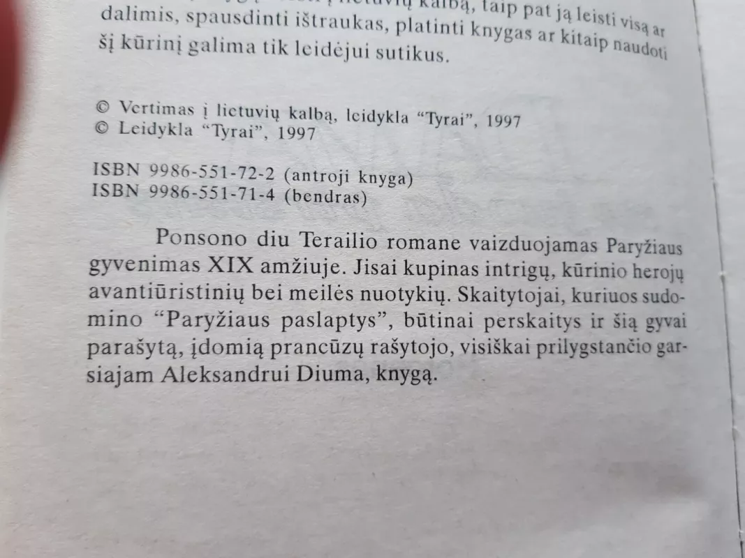 Paryžiaus paslaptys. Dama su juoda pirštine - Ponsonas diu Terailis, knyga 3