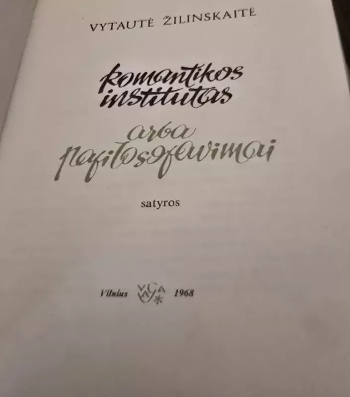 Romantikos institutas arba pafilosofavimai - Vytautė Žilinskaitė, knyga 3