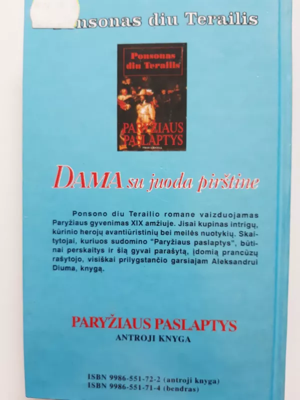 Paryžiaus paslaptys. Dama su juoda pirštine - Ponsonas diu Terailis, knyga 4