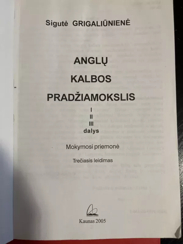Anglų kalbos pradžiamokslis - Sigutė Grigaliūnienė, knyga 5