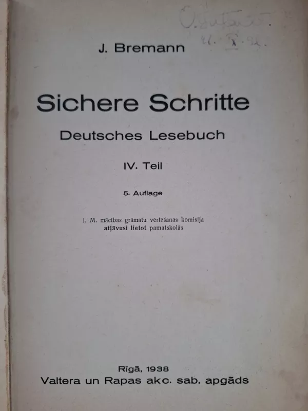 Sichere Schritte. Deutsches Lesebuch, IV. - J. Bremann, knyga 2