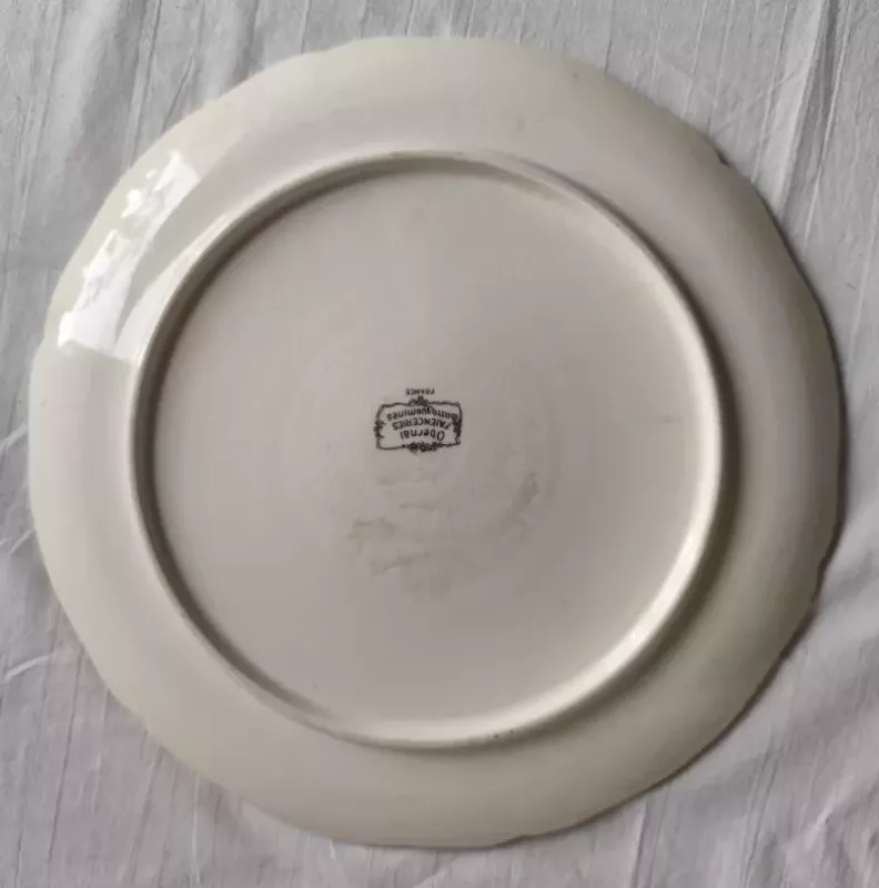 Vintažinė prancūziško fajanso lėkštė - padėklas Obernay Faienceries Sarreguemines - , namai ir interjeras 4