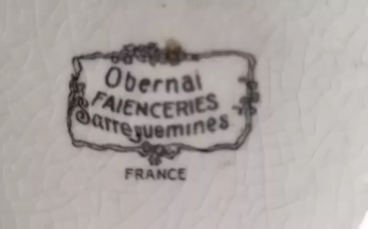 Vintažinė prancūziško fajanso lėkštė - padėklas Obernay Faienceries Sarreguemines - , namai ir interjeras 3