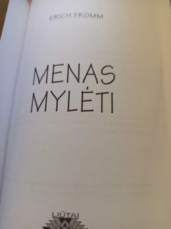 Menas mylėti - Erich Fromm, knyga 2