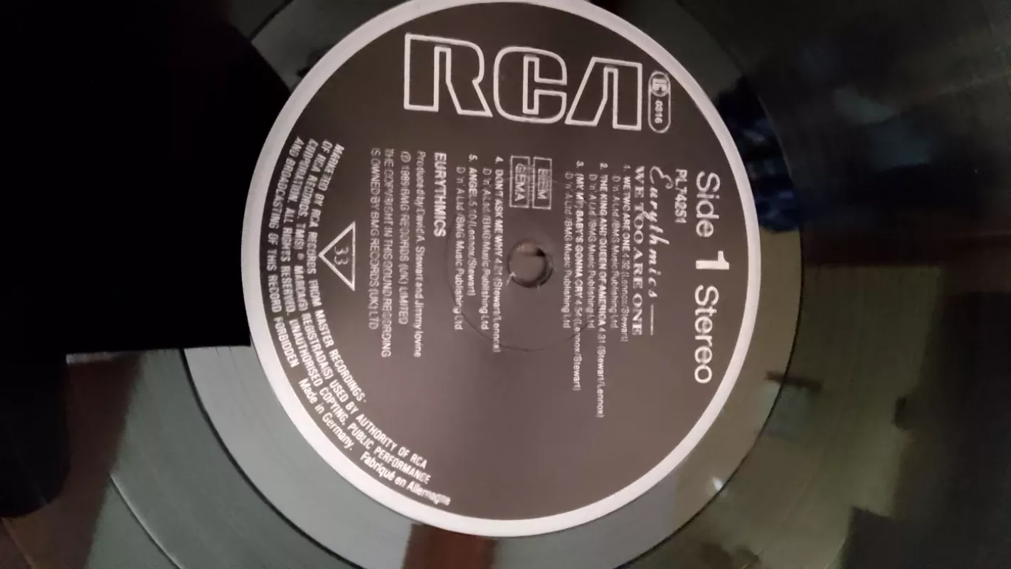 We Too Are One - David A Stewart and Jimmy Lovine, plokštelė 5