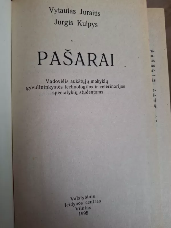 Pašarai - V. Juraitis, J. Kulpys, knyga 3