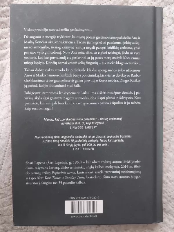 Popierinės sienos - Shari Lapena, knyga 3