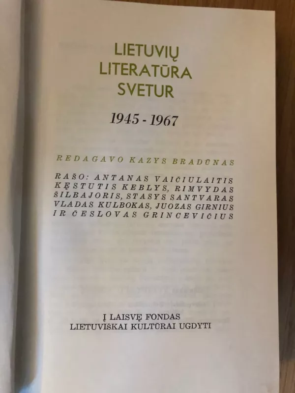 Lietuvių literatūra svetur 1945-1967 - Kazys Bradūnas, knyga 2