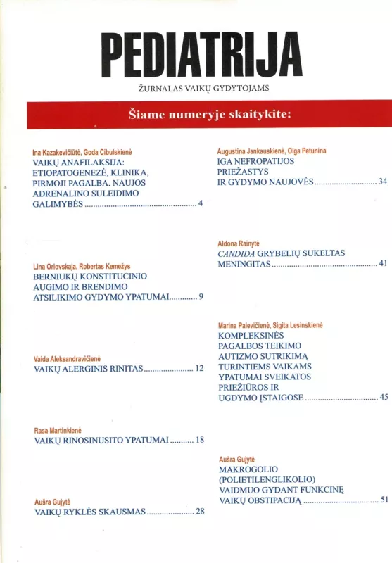 Pediatrija 2009/2 - Inga Kazakevičiūtė, knyga 3