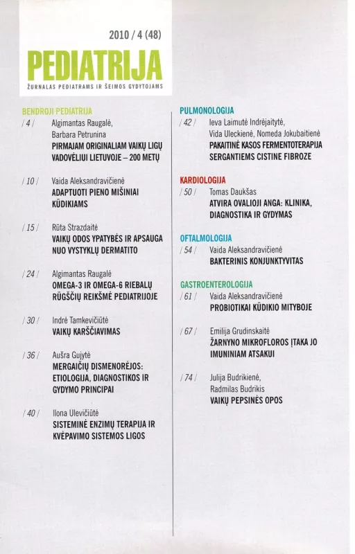 Pediatrija 2010/4 - Akgimantas Raugalė, knyga 3