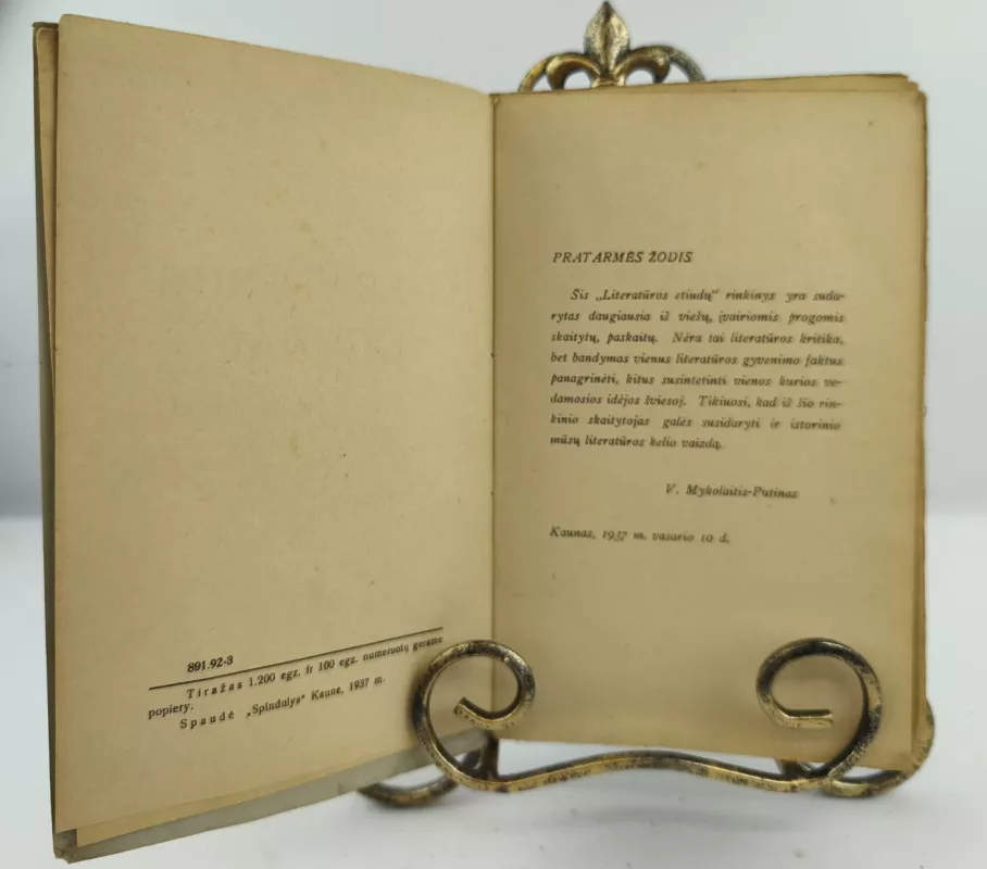 Literatūros etiudai 1937m. - Vincas Mykolaitis-Putinas, knyga 3