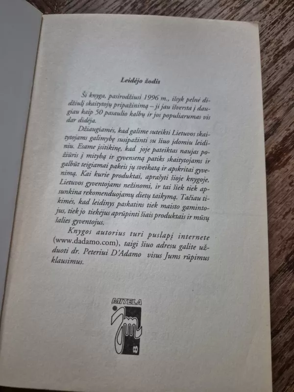 Rinkis mitybą pagal savo kraujo grupę - Peter Dadamo, knyga 4